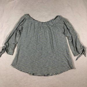 NEW Faherty Womens Small Striped Waverly Top Dark Salt WKF1705-DSW NWT $98